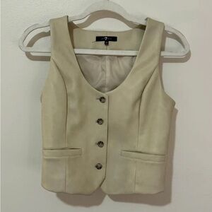 7 For All Mankind Cream Leather Vest